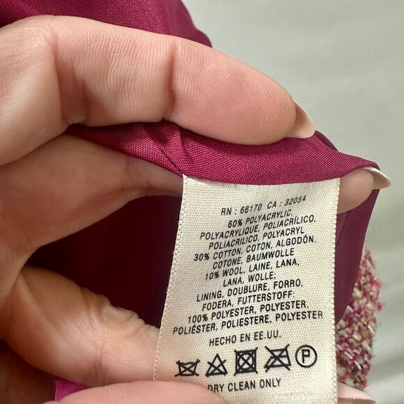 Anthropologie Cartonnier Pink Multicolor Rosily Tweed Jacket Size 4 - Picture 13 of 14